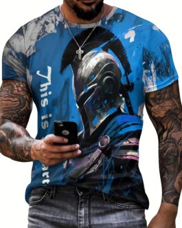 Men’s 3D Sparta Knight Graphic T-shirt